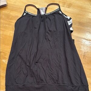 Lululemon Stripped Bra with Black Strappy Tank Top